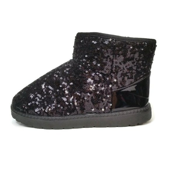 DADAWEN Women's Waterproof Cold Weather Snow Boot Black Sequin Size US 6.5 EUR 3 - Picture 2 of 8